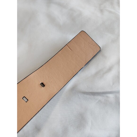 Calvin Klein Womens Black Embossed Logo Belt Silver Buckle Faux Leather Sz Small - Picture 10 of 15